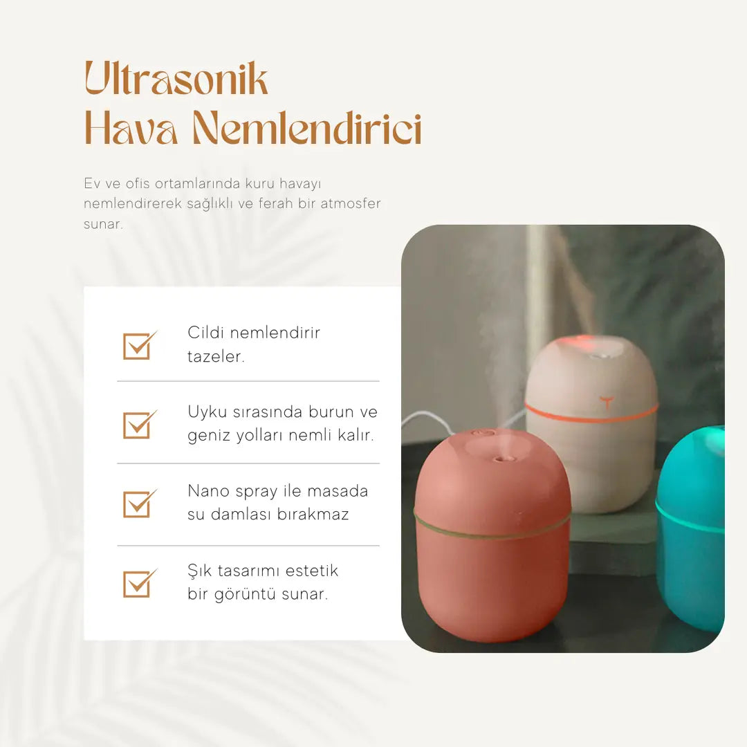 Işıklı Hava Nemlendirici + Koku Makinesi (1 Alana 1 Bedava)